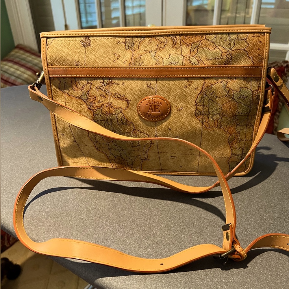 New Allan Edward, map crossbody leather bag.